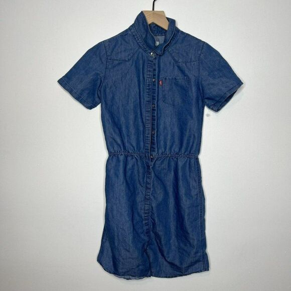 Levi's Girls Chambray Short Sleeve Denim Jean Dress Large - Picture 1 of 5